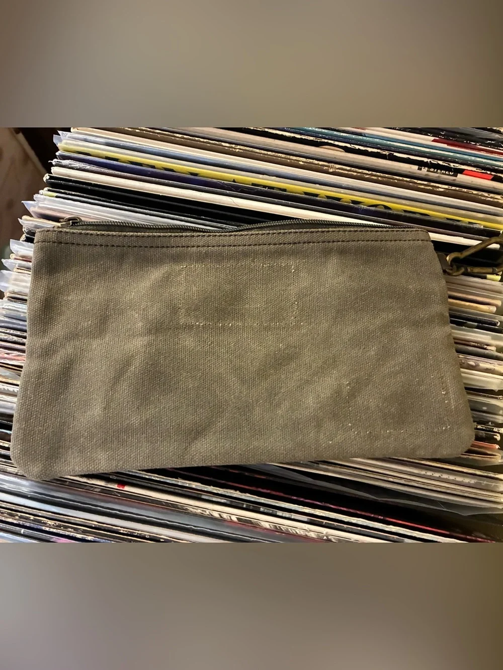 Olive Canvas Zip Pouch - Minimalist Carry